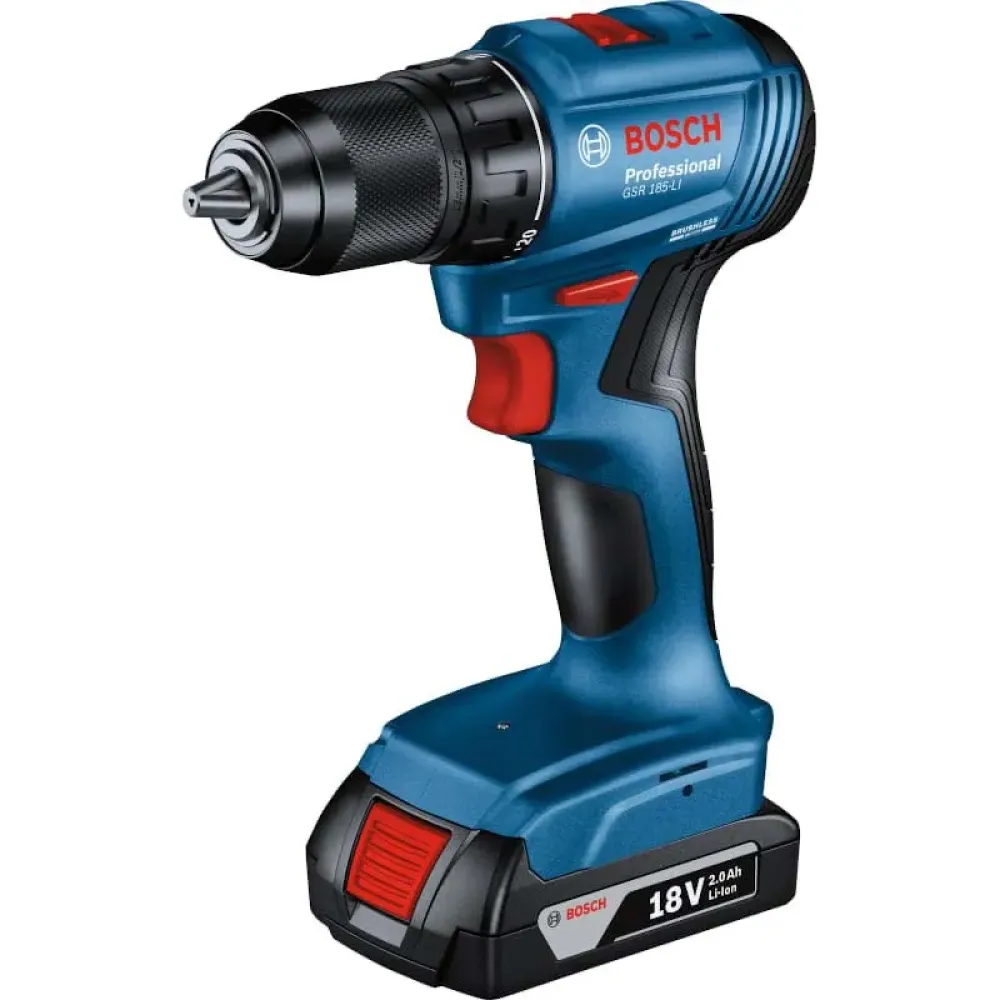Bosch GSR 185-LI Professional аккумуляторный шуруповерт (2 x 2 Ач, ЗУ), 06019K3000