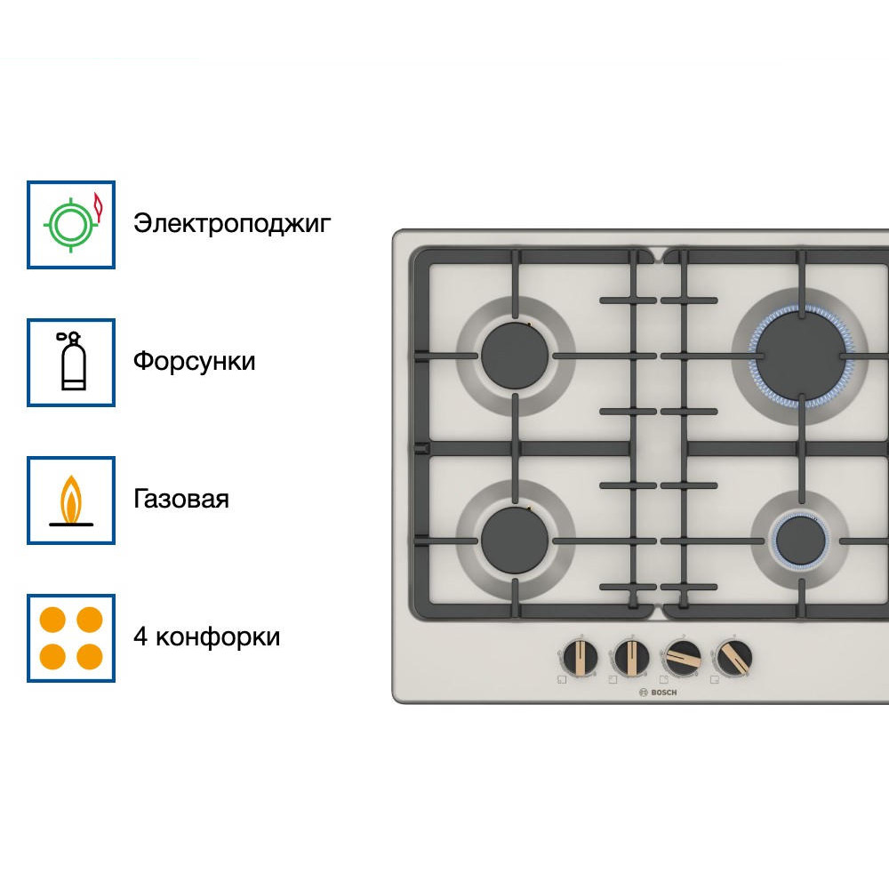 Газовая варочная панель Bosch PGP6B1B92R